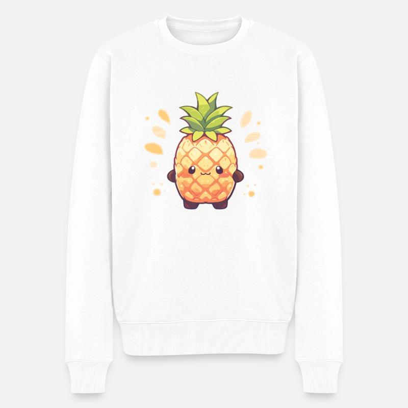 Ananas Pflanze Ananas Frucht Obst - Männer Premium Bio Pullover - Weiß