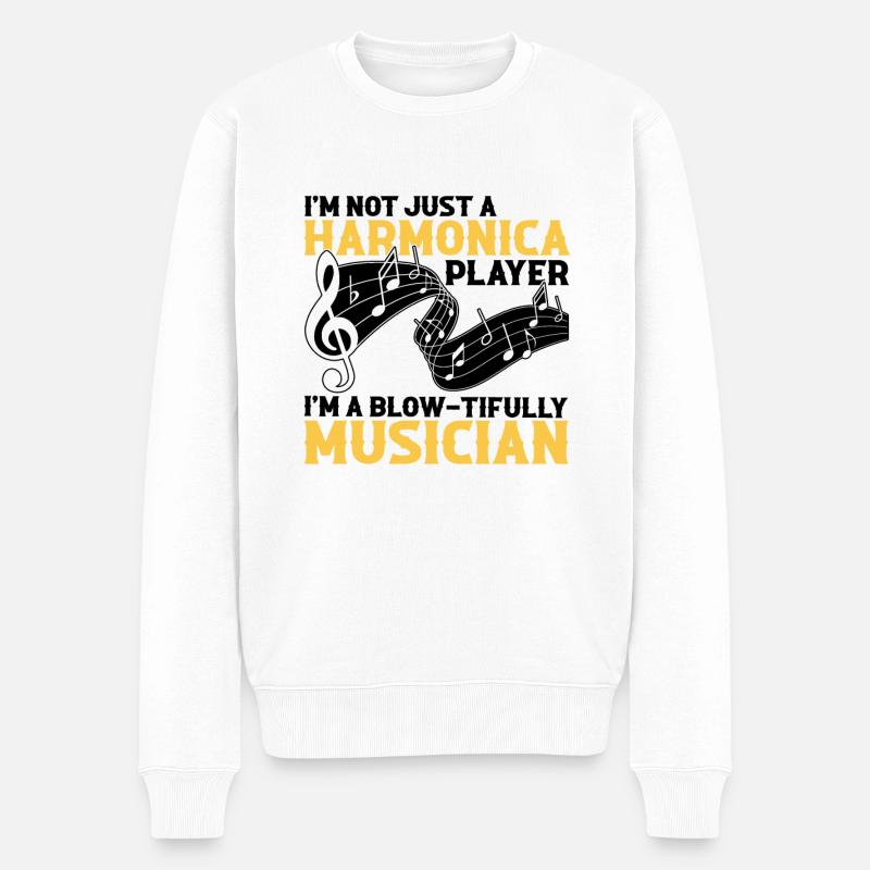 Harmonikaspieler für Munharmonika Spieler - Männer Premium Bio Pullover - Weiß