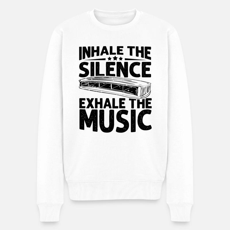 Französische Harfinisten und Harmonikaspieler - Männer Premium Bio Pullover - Weiß