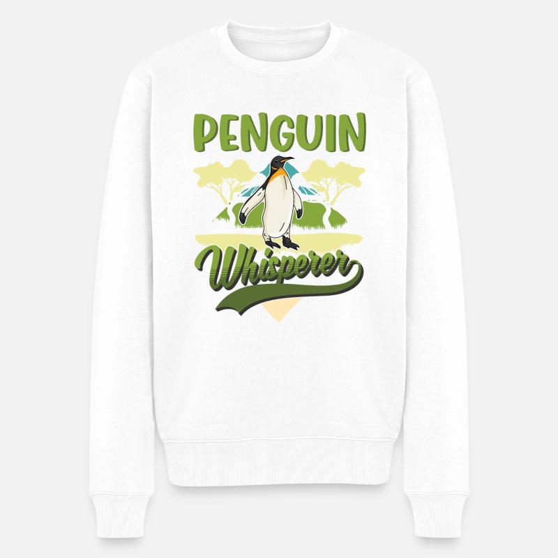 Pinguin Flüsterer Penguin - Männer Premium Bio Pullover - Weiß