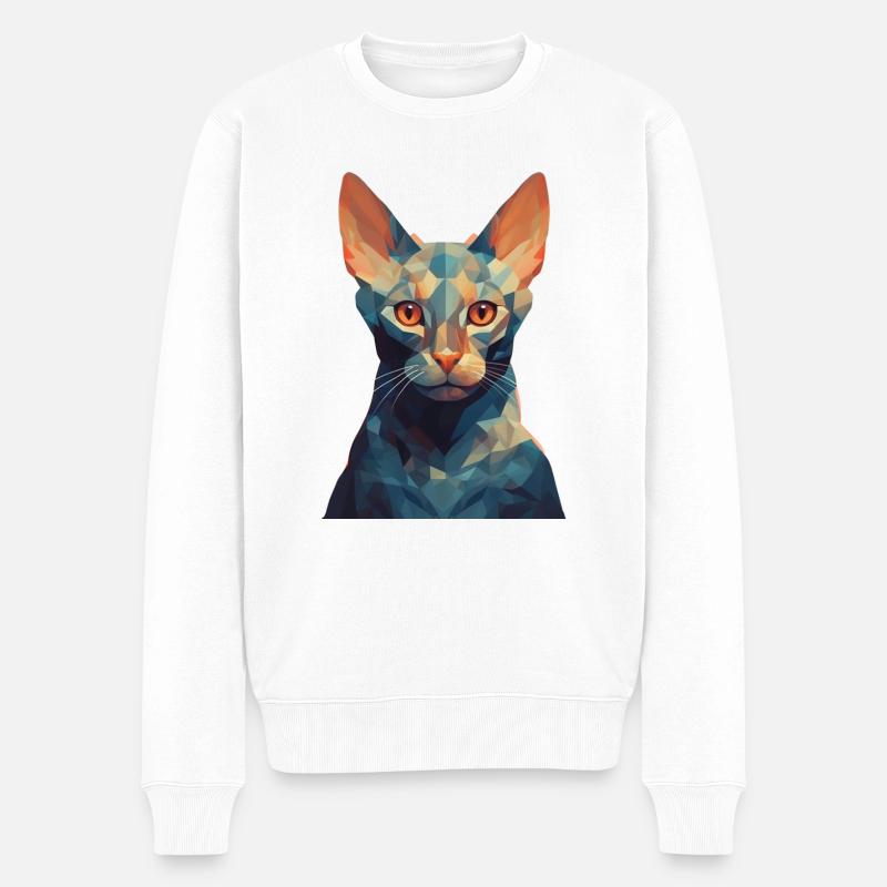 Katze - stylish, modern, abstrakt, künstlerisch - Männer Premium Bio Pullover - Weiß