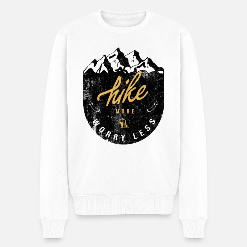 Marcher plus Souciez-vous moins - Pull Premium bio Homme - blanc