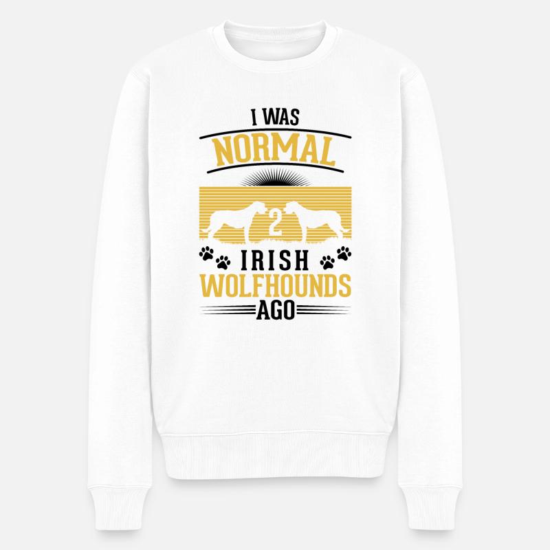 Irischer Wolfshund Irish Wolfhound - Pull Premium bio Homme - blanc