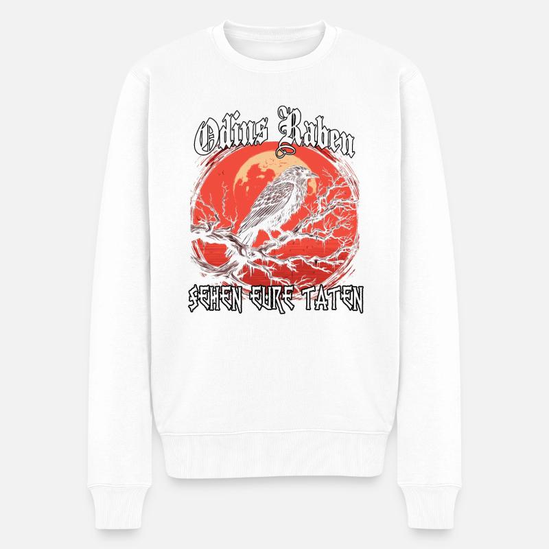 Blutrabe | Wikinger Odins Raben Wikinger - Männer Premium Bio Pullover - Weiß