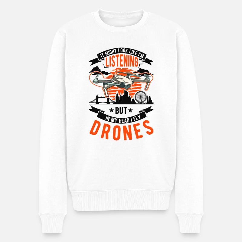 Drohnenpilot Geschenk Drohne Quadrocopter - Männer Premium Bio Pullover - Weiß