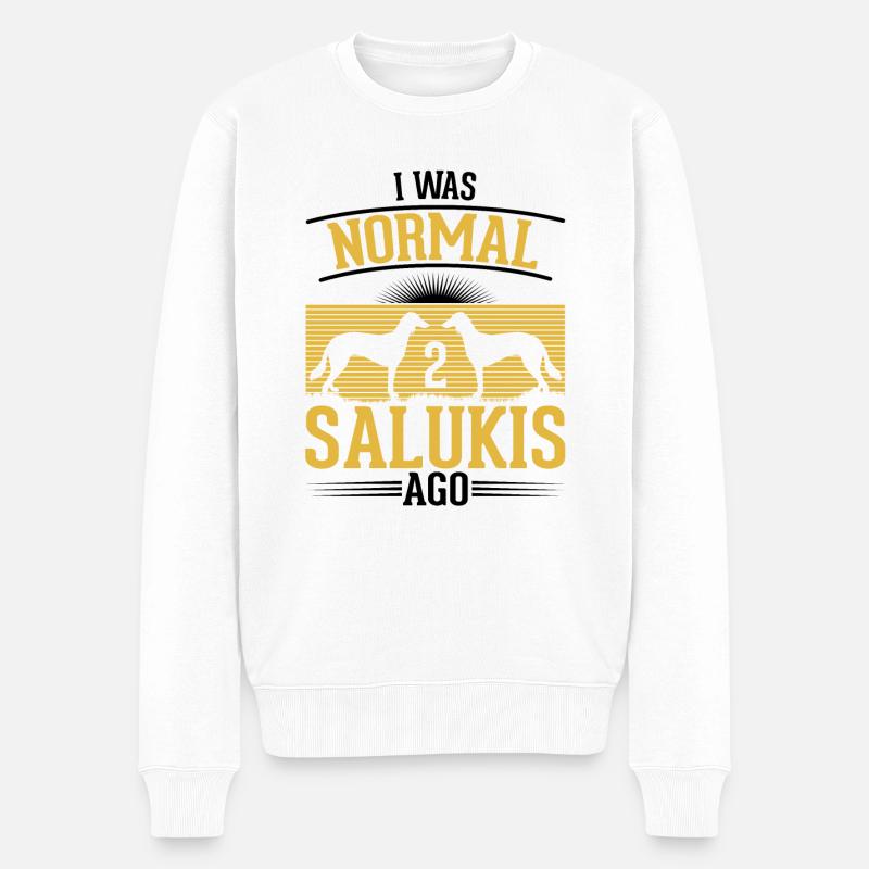 Saluki Chien Lévrier Perse - Pull Premium bio Homme - blanc