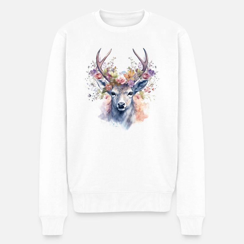 Ersatz Dirndl Hirschgeweih Hirsch - Männer Premium Bio Pullover - Weiß
