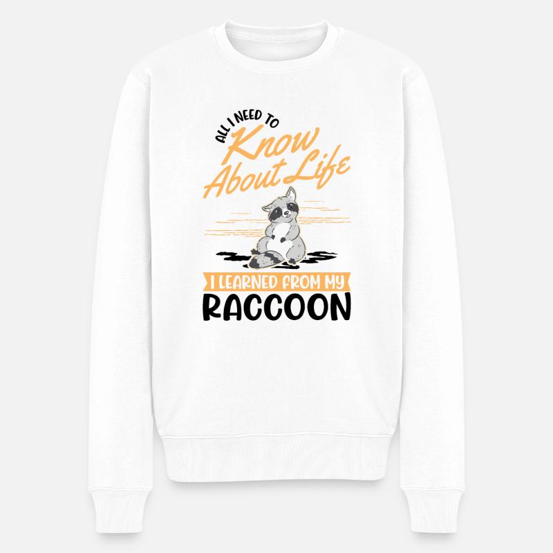 Waschbär Geschenk Raccoon - Männer Premium Bio Pullover - Weiß