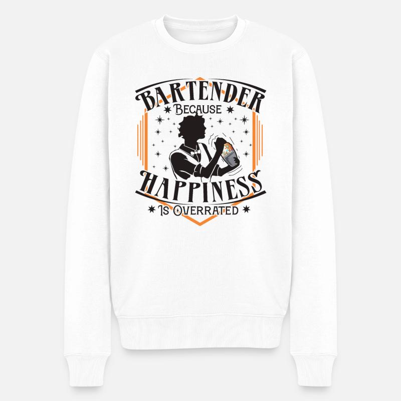 bartender happiness - Männer Premium Bio Pullover - Weiß