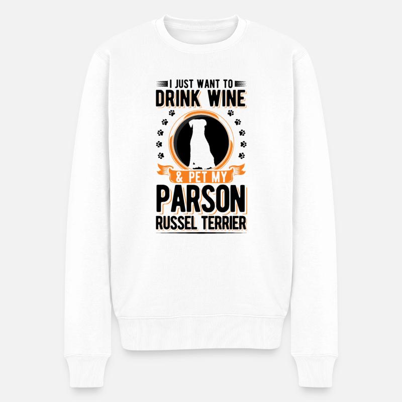 Parson Russell Terrier und Wein - Männer Premium Bio Pullover - Weiß