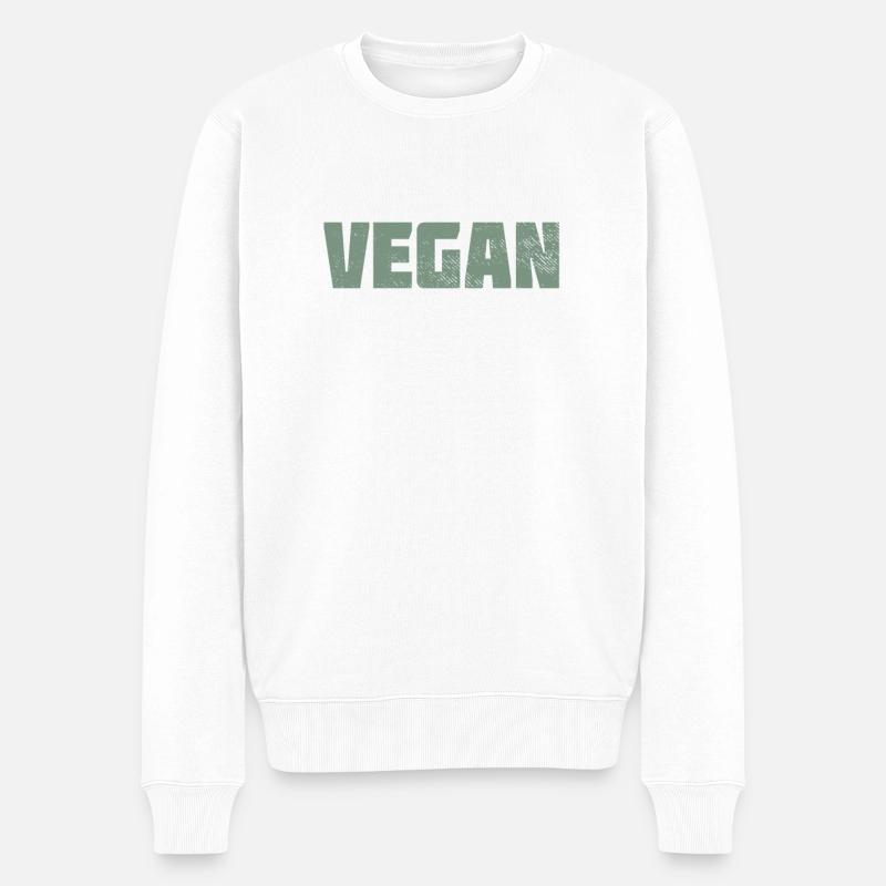 Vegan - Männer Premium Bio Pullover - Weiß