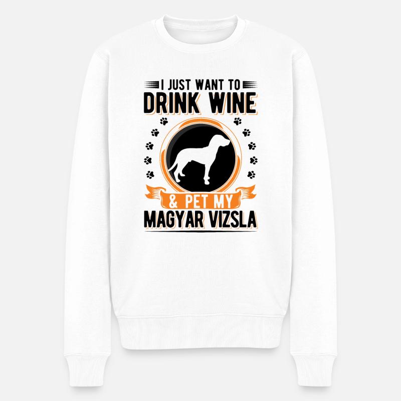Magyar Vizsla et le vin - Pull Premium bio Homme - blanc