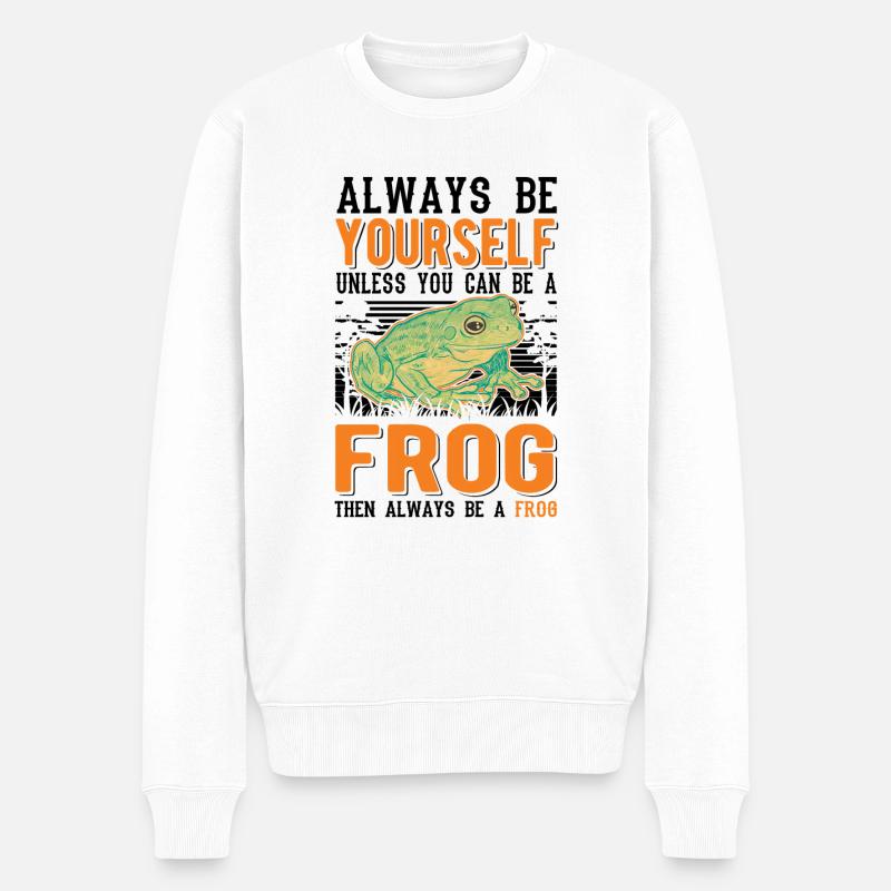 Always be yourself Frog Frosch - Männer Premium Bio Pullover - Weiß