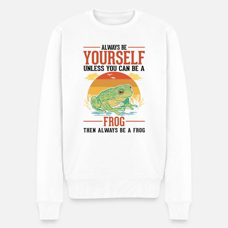 Always be yourself Frog Frosch - Männer Premium Bio Pullover - Weiß