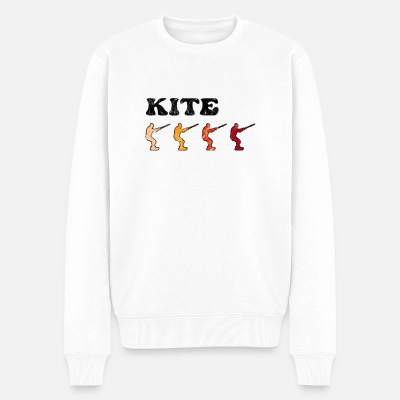 Kite Surfen Retro - Männer Premium Bio Pullover - Weiß