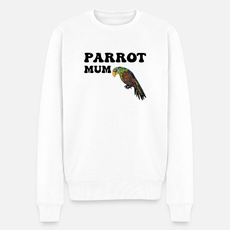 Papageien Mama - Männer Premium Bio Pullover - Weiß