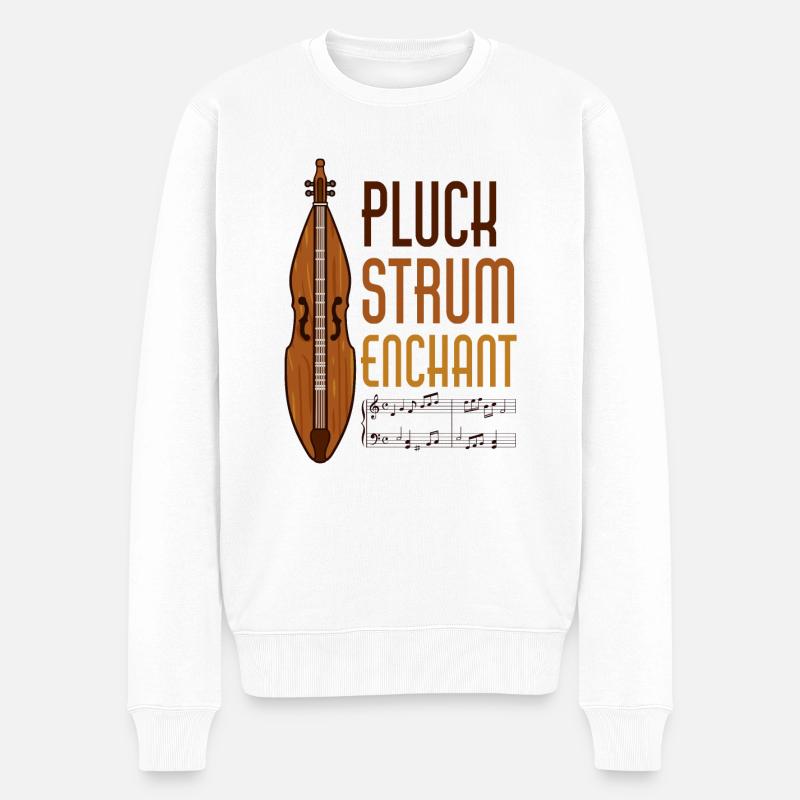 Musikinstrument, Musiker, Hackbrettspieler, - Männer Premium Bio Pullover - Weiß