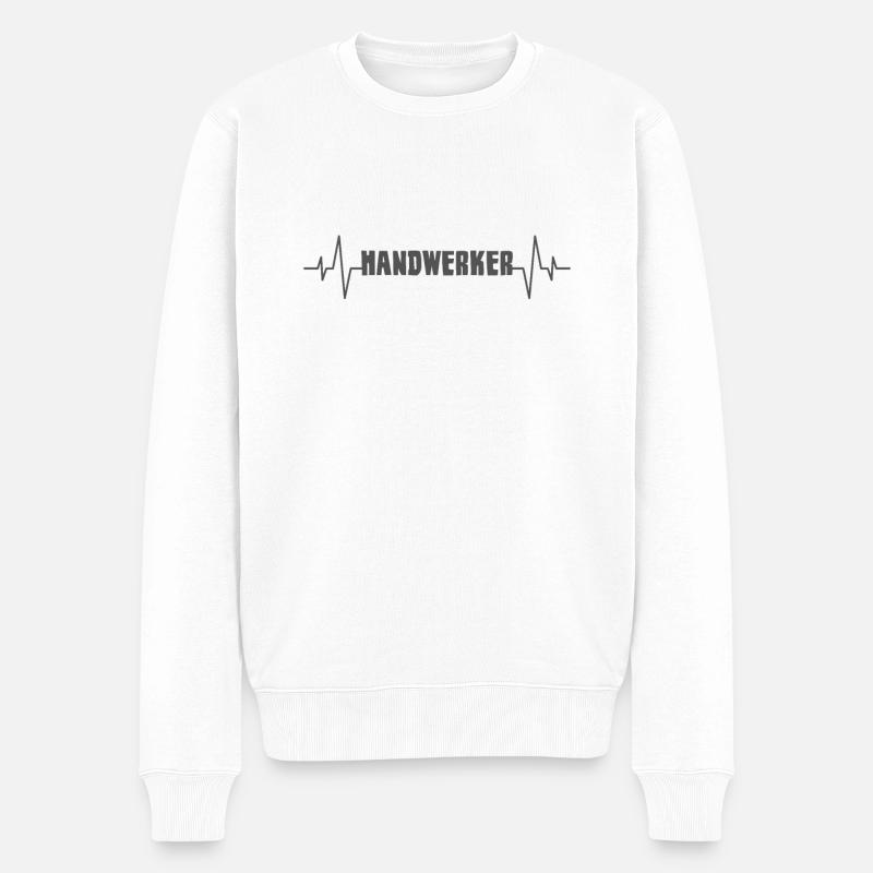Handwerker Herzschlag - Männer Premium Bio Pullover - Weiß