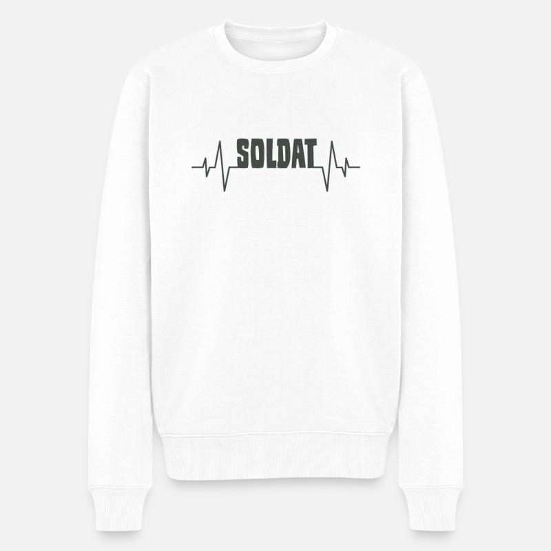 Soldat Herzschlag - Männer Premium Bio Pullover - Weiß
