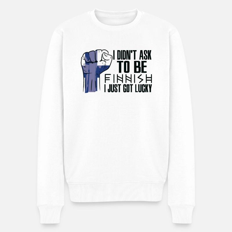 Finnischer Stolz Finnische Flagge Gewachsen - Männer Premium Bio Pullover - Weiß