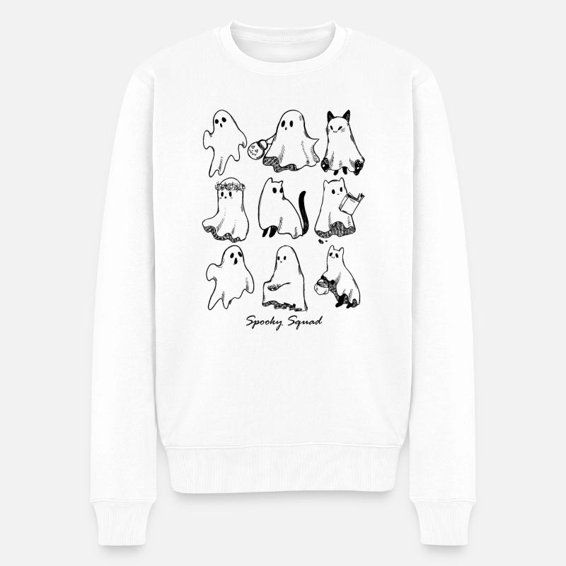 Retro Ghost Halloween Mignon Chat - Pull Premium bio Homme - blanc