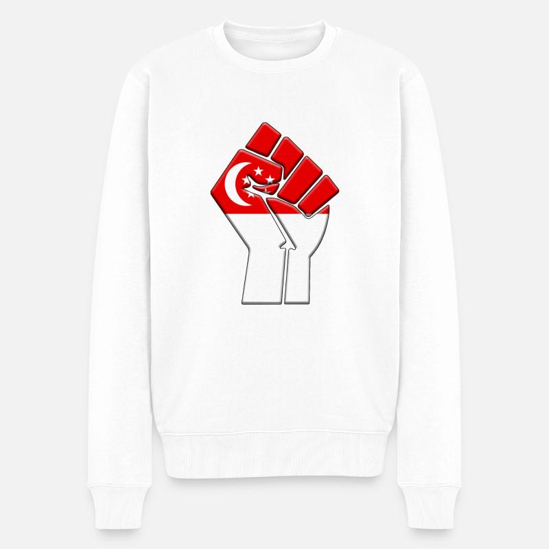 Singapur-Flagge Country Pride Native Abstammung - Männer Premium Bio Pullover - Weiß