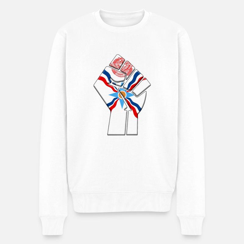 Assyrische Flagge - Männer Premium Bio Pullover - Weiß