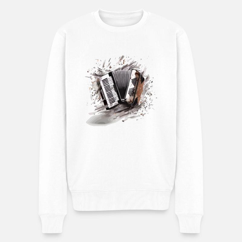 Harmonisches Akkordeon Musikalische Essenz - Männer Premium Bio Pullover - Weiß