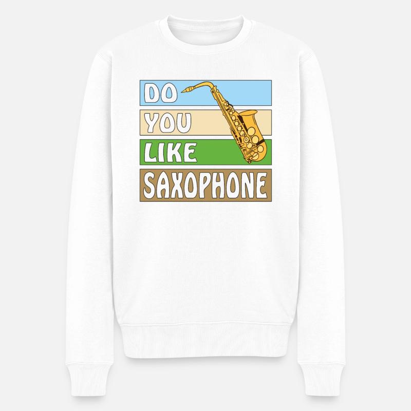 AIMEZ-VOUS LES SAXOPHONES - Pull Premium bio Homme - blanc