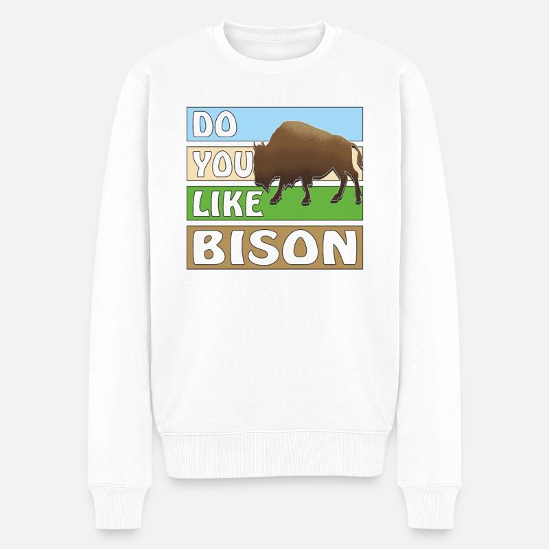 AIMEZ-VOUS LE BISON - Pull Premium bio Homme - blanc