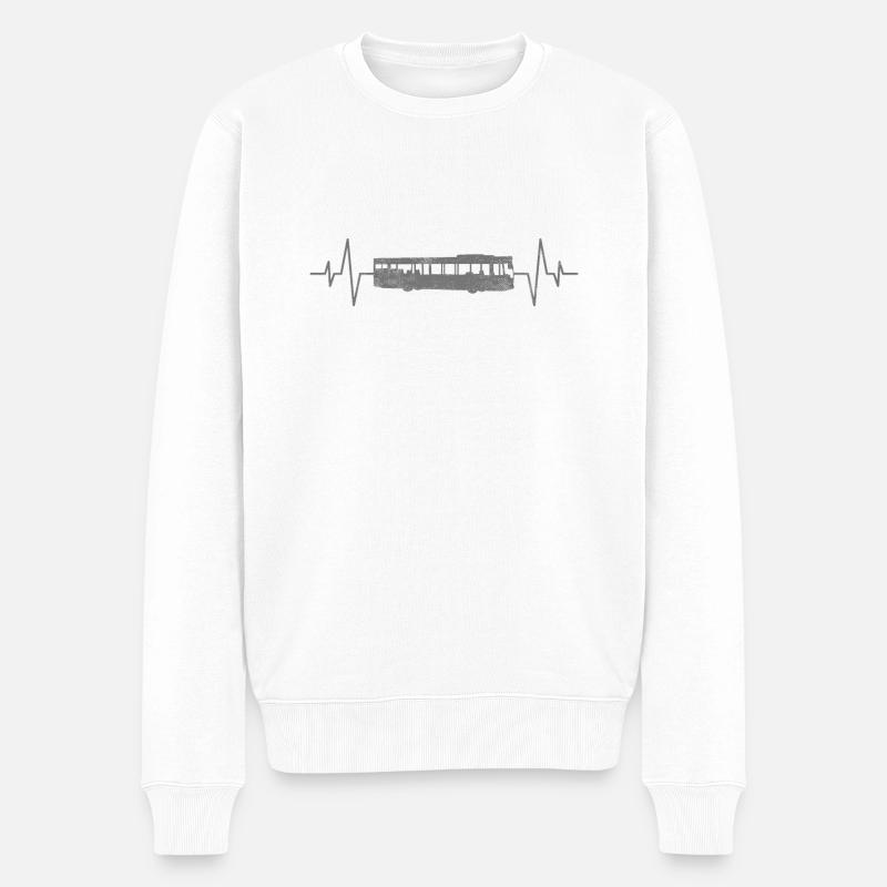 Bus Herzschlag - Männer Premium Bio Pullover - Weiß
