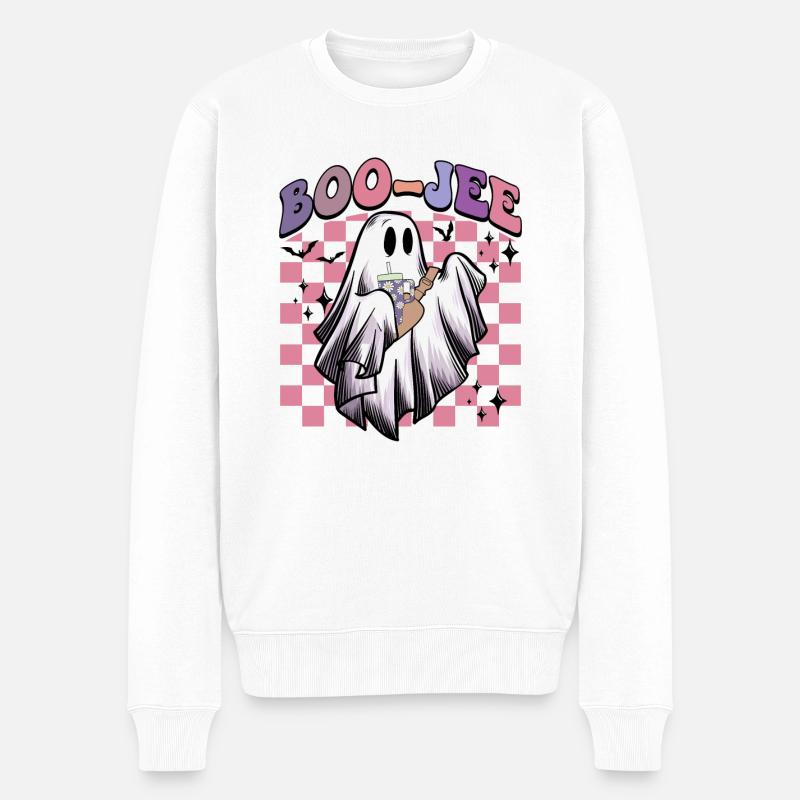 Boo Jee Boojee Halloween lustig Geist Kostüm - Männer Premium Bio Pullover - Weiß