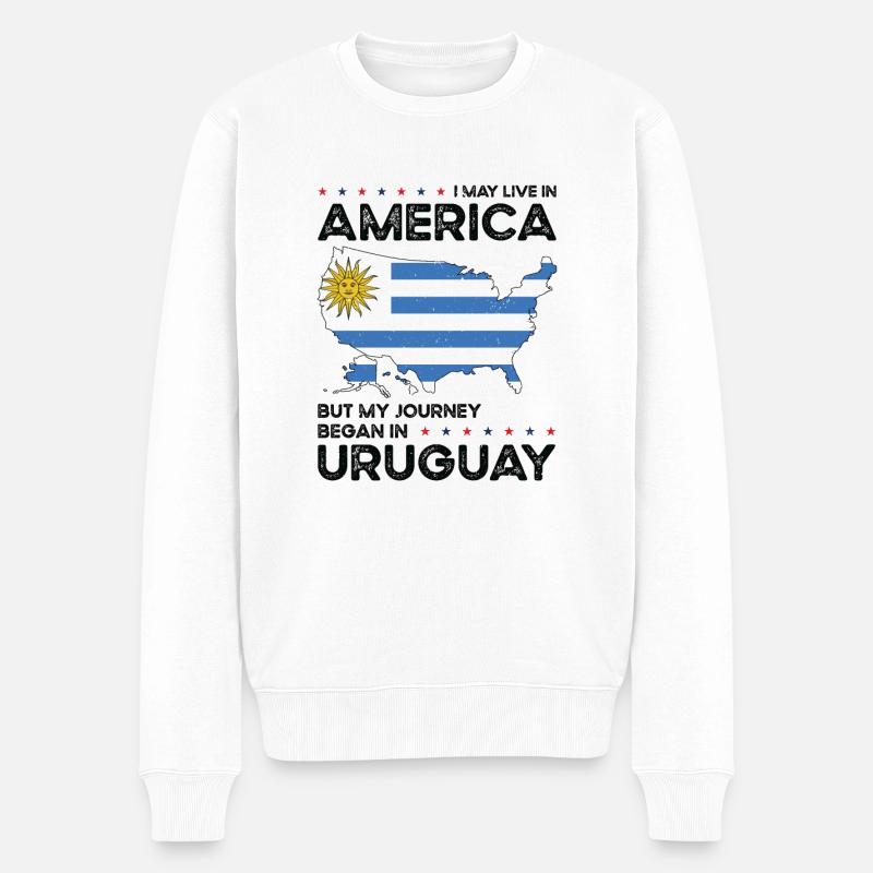 Uruguayisch Amerikanischer Patriot USA Gewachsen - Männer Premium Bio Pullover - Weiß