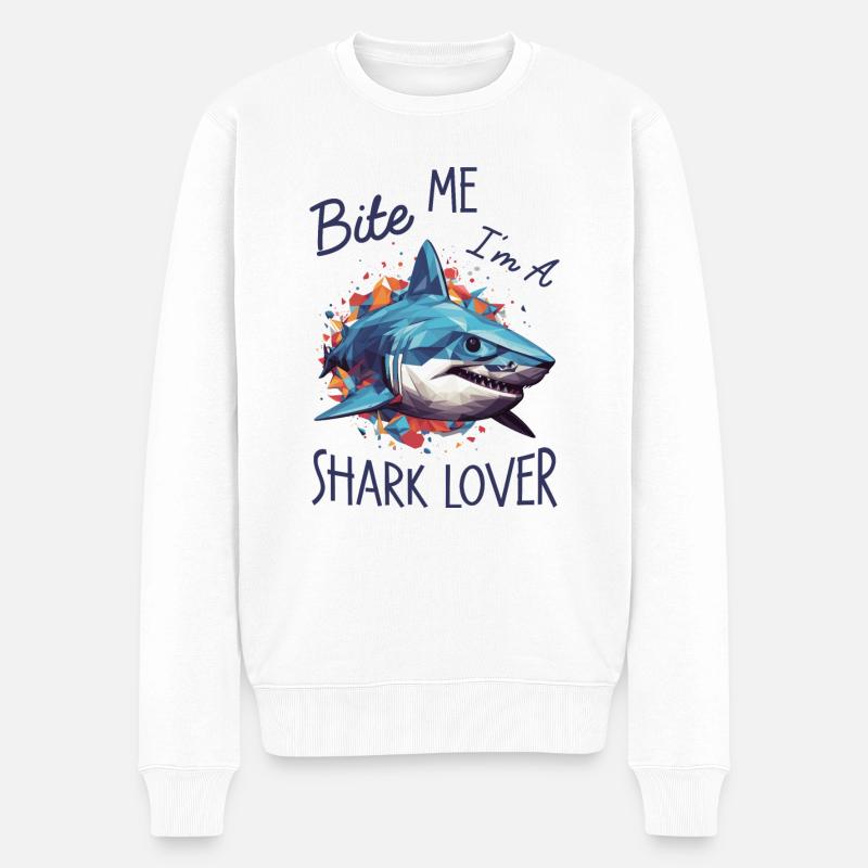 Hai-Liebhaber-Geschenkidee Humor - Männer Premium Bio Pullover - Weiß