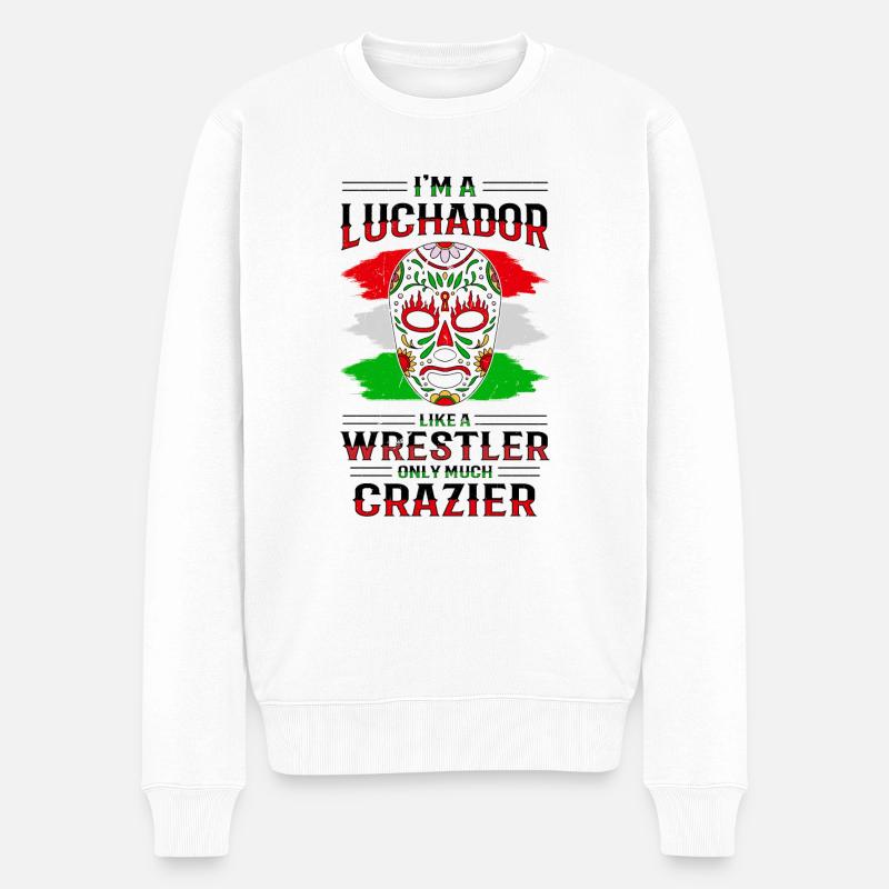 Lutteur mexicain Lucha Libre Mask - Pull Premium bio Homme - blanc