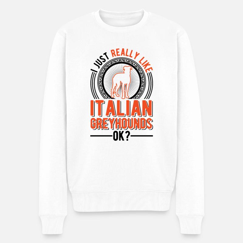 Italienischer Windhund Geschenk - Männer Premium Bio Pullover - Weiß
