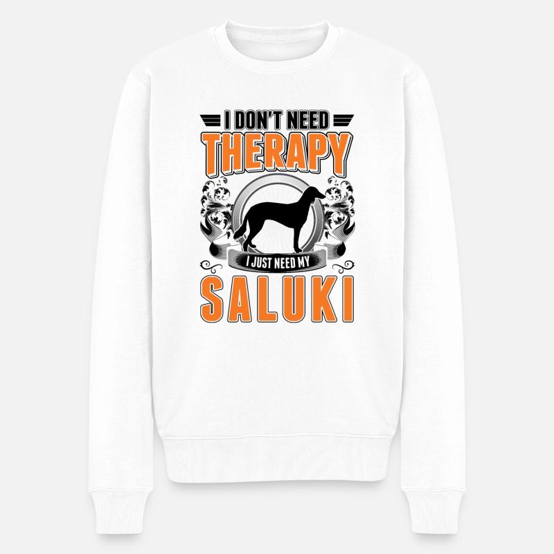 Saluki Thérapie Lévrier de Perse - Pull Premium bio Homme - blanc
