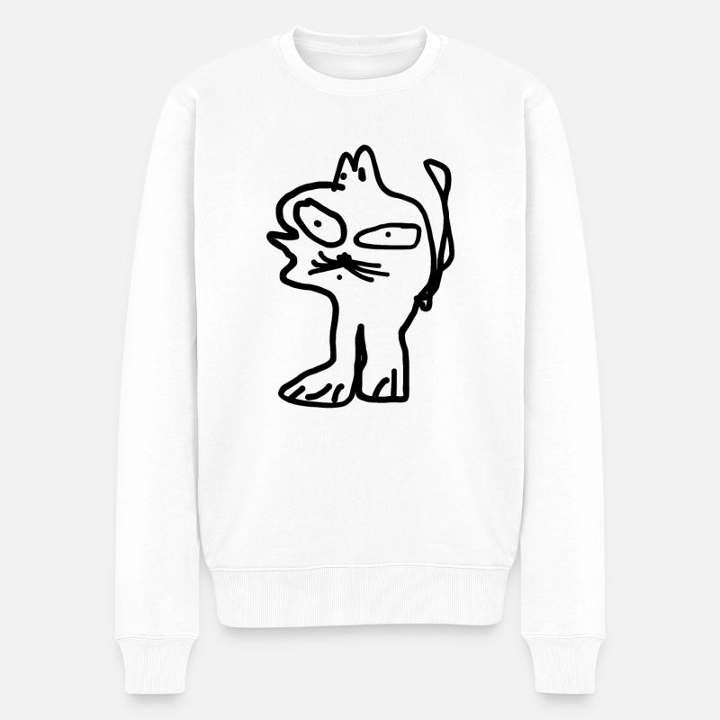 Katze - Männer Premium Bio Pullover - Weiß