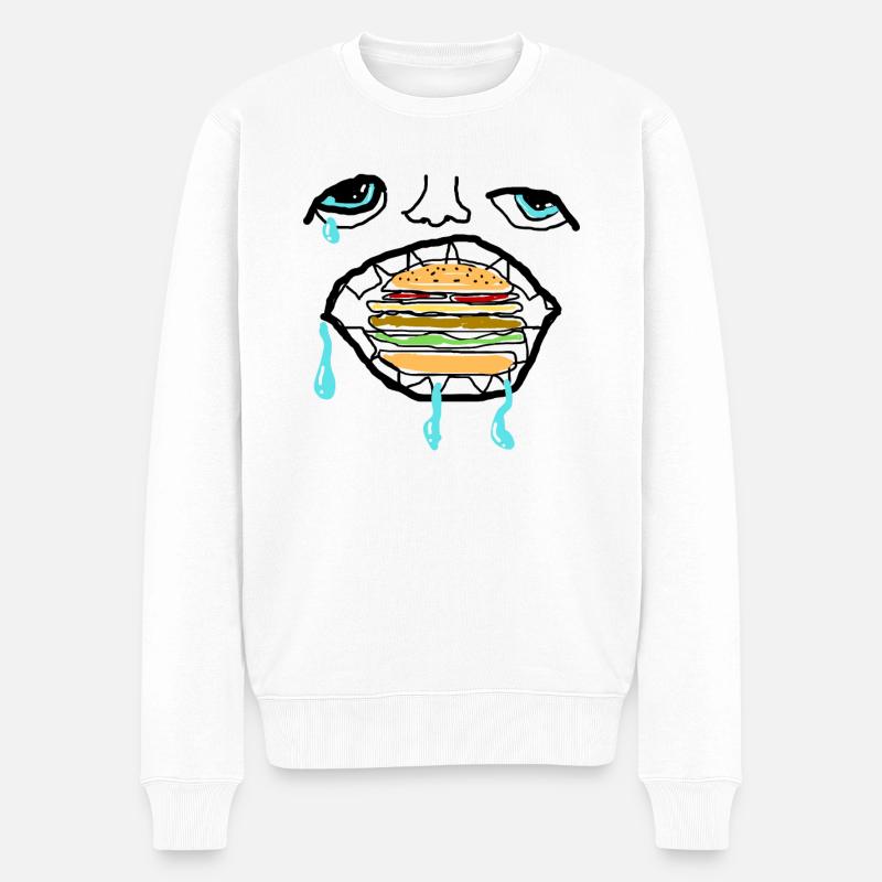 Burger Liebhaber - Männer Premium Bio Pullover - Weiß
