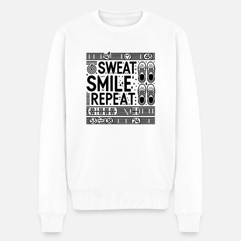 Sweat Smile Répéter - Pull Premium bio Homme - blanc
