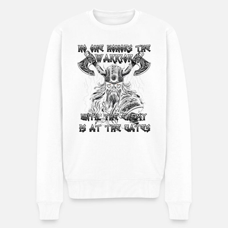 Walhalla Krieger Geschenk für Wikinger-Fans - Männer Premium Bio Pullover - Weiß