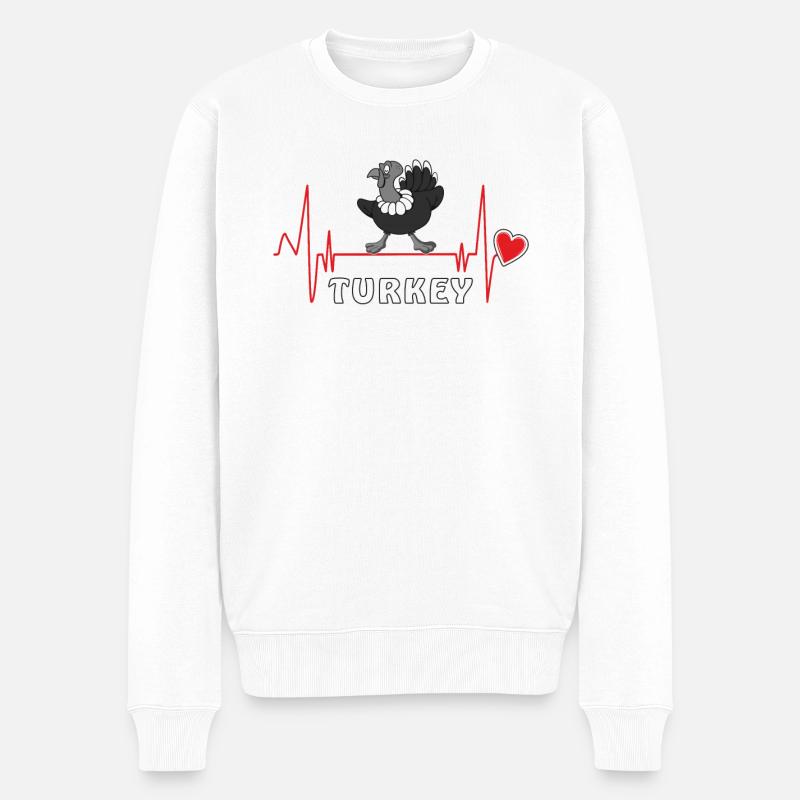 HERZSCHLAG TURKEY - Männer Premium Bio Pullover - Weiß