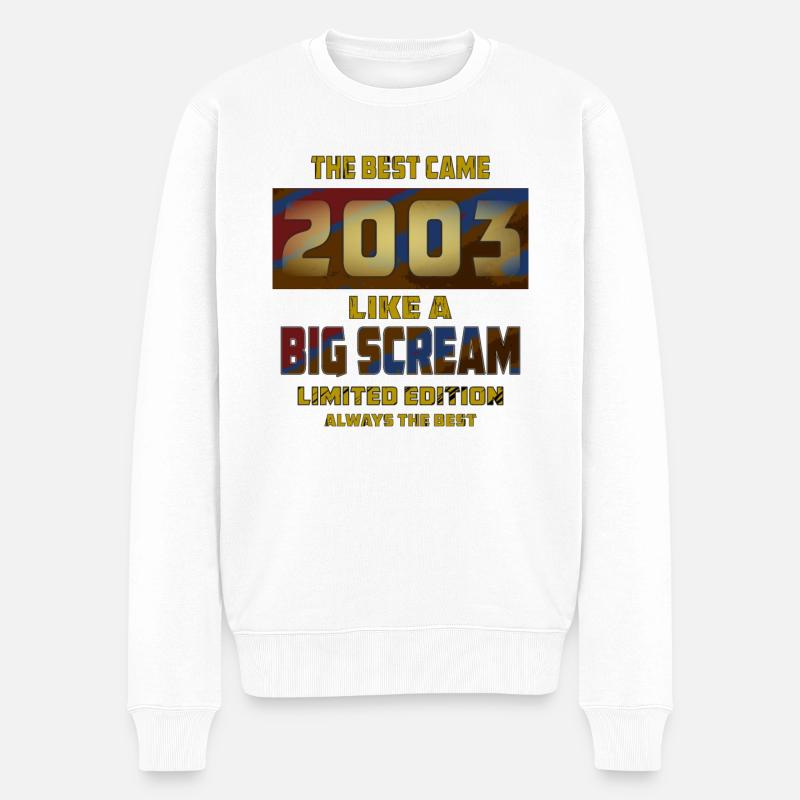 JAHRESZAHL JAHR 2003 - Männer Premium Bio Pullover - Weiß