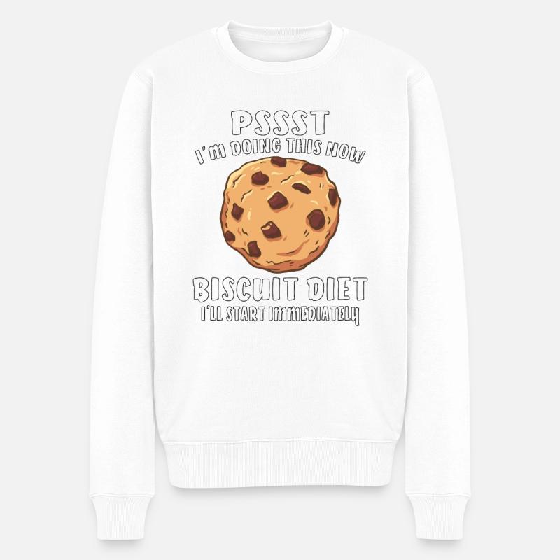 PSSST BISCUIT DIET - Männer Premium Bio Pullover - Weiß