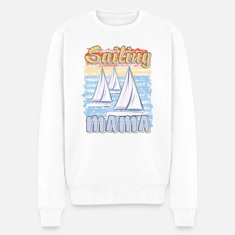 BOOTE SAILING MAMA - Männer Premium Bio Pullover - Weiß