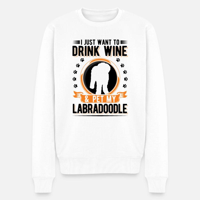 Labradoodle und Wein - Männer Premium Bio Pullover - Weiß