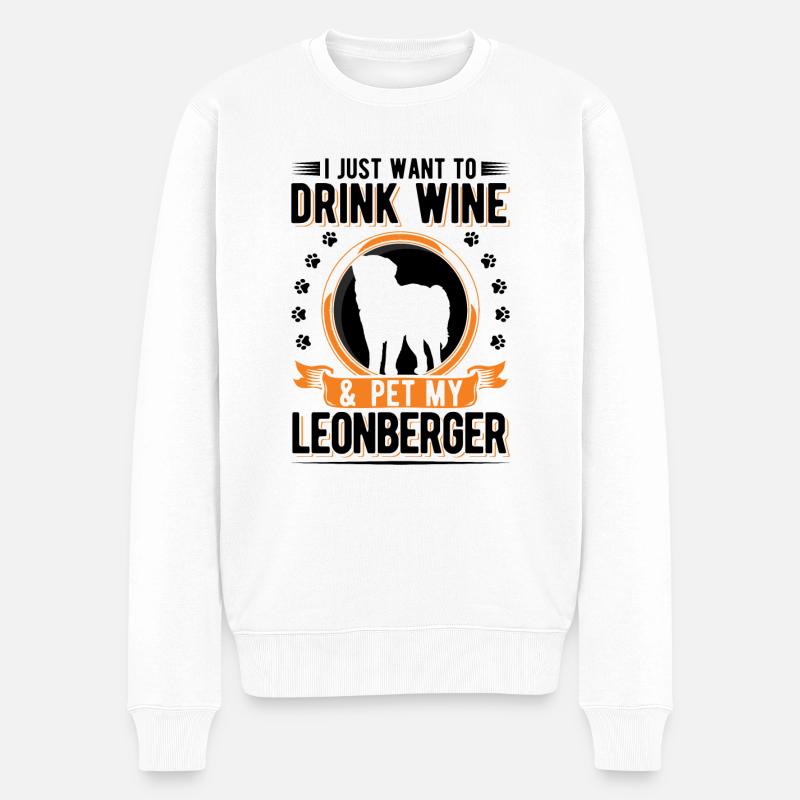 Leonberger und Wein - Männer Premium Bio Pullover - Weiß