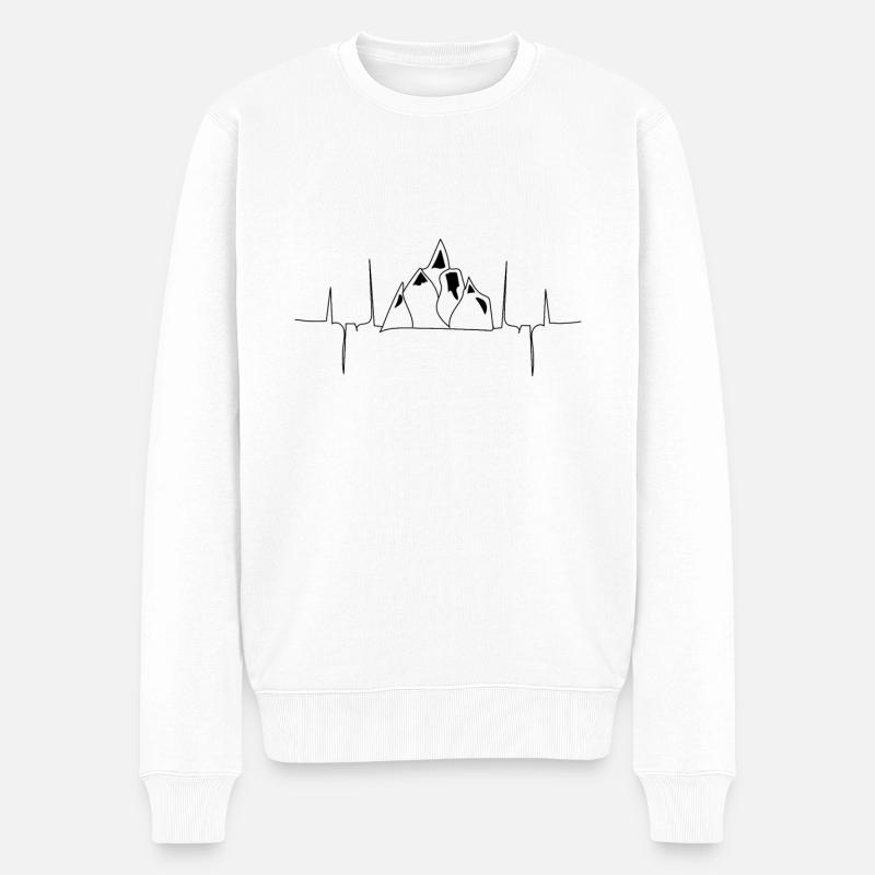 Herzschlag - Berg - (2) - Männer Premium Bio Pullover - Weiß