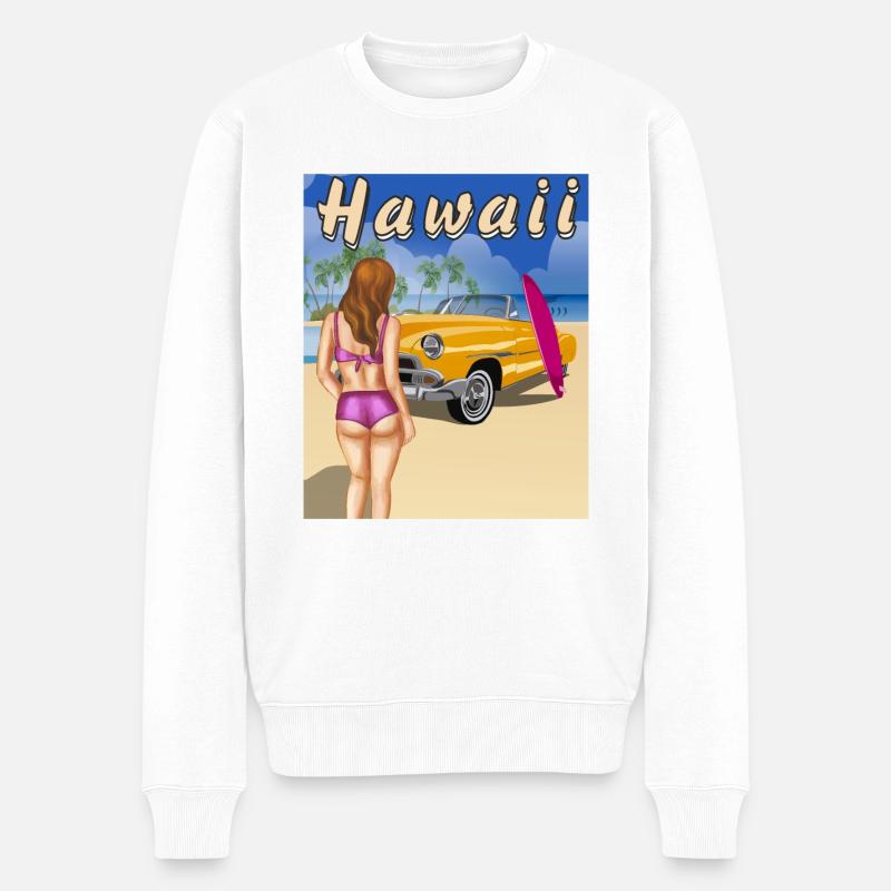HAWAII - Männer Premium Bio Pullover - Weiß