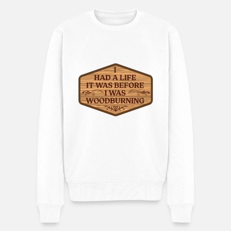 Pyrographie Holzbrennen Pyrograph Holzbrenner - Männer Premium Bio Pullover - Weiß